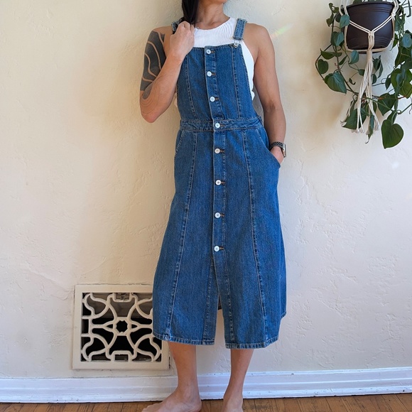 Zara Dresses & Skirts - Zara “Rock N Love” Overall Denim Dress with Pockets Sz SMALL